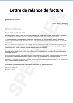 Lettre de relance facture impayée VISTORY